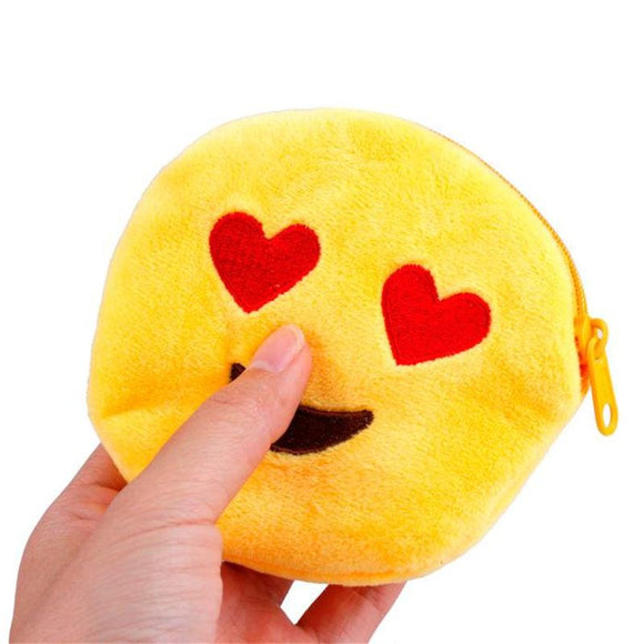 Emoji Smile Zipper Plush Coin Purse