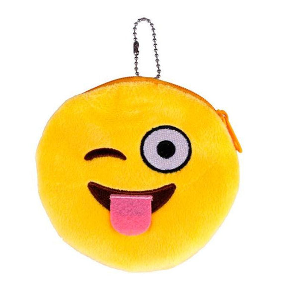 Emoji Smile Zipper Plush Coin Purse