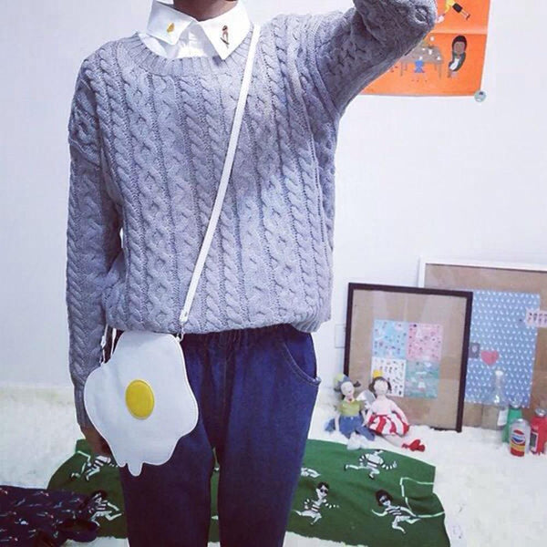 Fried Egg Shape Women Messenger Bags