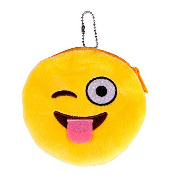 Emoji Smile Zipper Plush Coin Purse