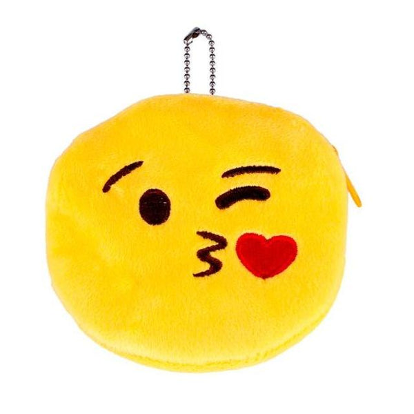 Emoji Smile Zipper Plush Coin Purse