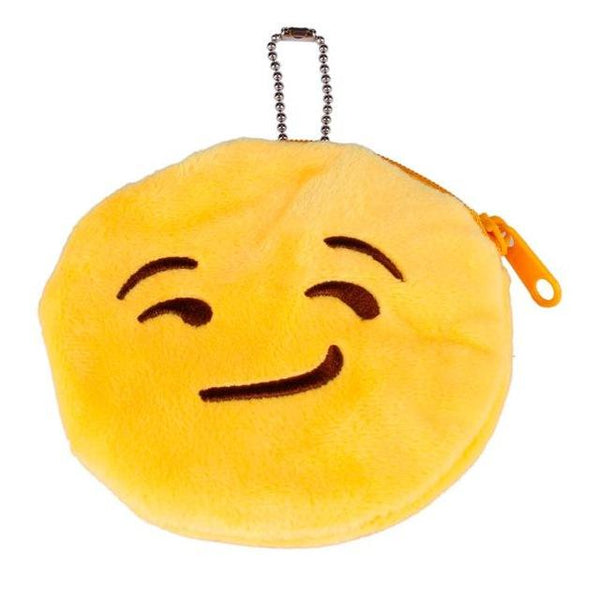 Emoji Smile Zipper Plush Coin Purse